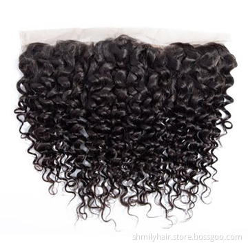 Shmily Water Wave 13x4 Brazilian Human Hair Swiss Lace Frontal Piece 4x4 2x6 5x5 13x6 6x6 7x7 360 Frontal With Bleached Knots